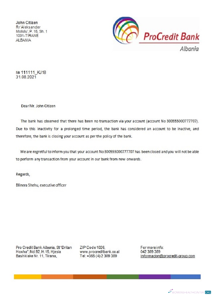 Download Albania Procredit closure reference Photoshop template